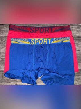 Two Pack of Men’s Athletic Boxer Briefs - blue & red